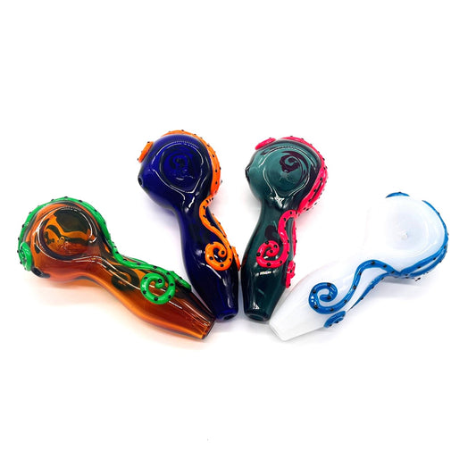 Octopus V2 Glow In The Dark Glass Smoking Spoon Hand Pipe Glass Pipe NIBO Distribution