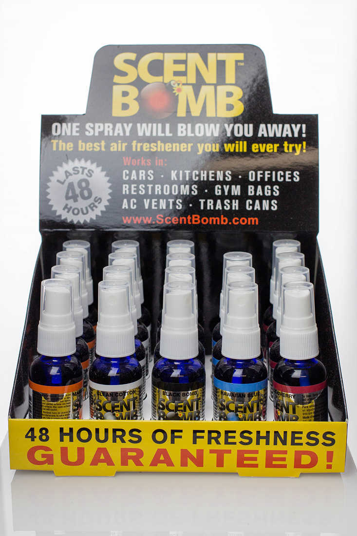 Scent Bomb air fresheners #1 - display of 20 Odour Eliminator Spray ONE