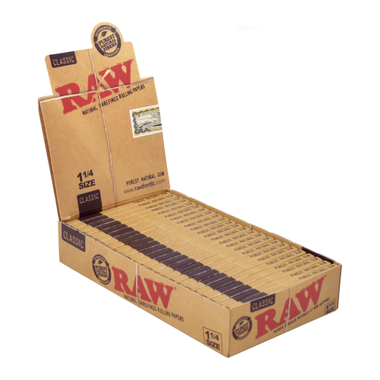 RAW Classic Natural Unrefined Rolling Paper [CP1069][CP1055] 1 - 1/4" Size ONE 1 1/4" - 24 packs