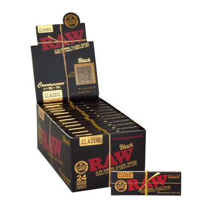 RAW | Black Natural Unrefined Artisan Connoisseur Papers w/ Tips – 1¼ Size 1 - 1/4" Size ONE