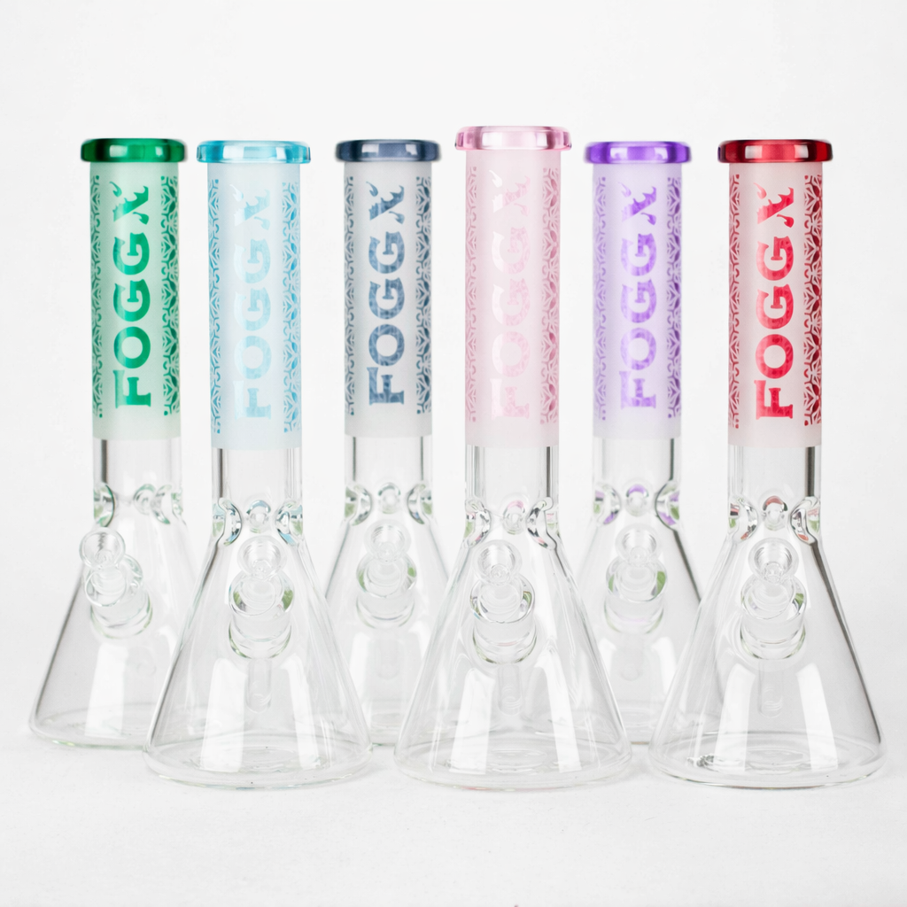 FOGGX | 14" Sandblasted Beaker Glass Water Pipe – 7mm Thick [FT292] Glass Bong LEHIGH WHOLESALE