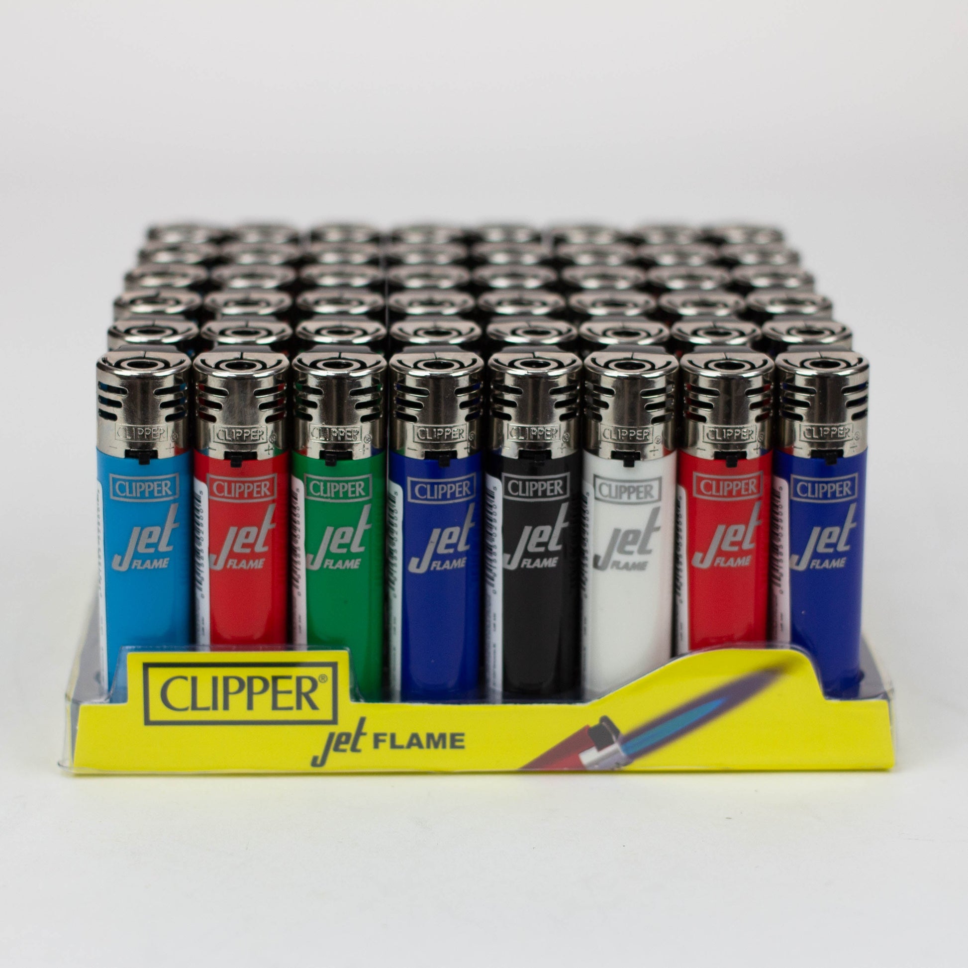CLIPPER | Jet Flame Electronic Refillable Lighters – Solid Assorted Colours (Display of 48) Lighter ONE