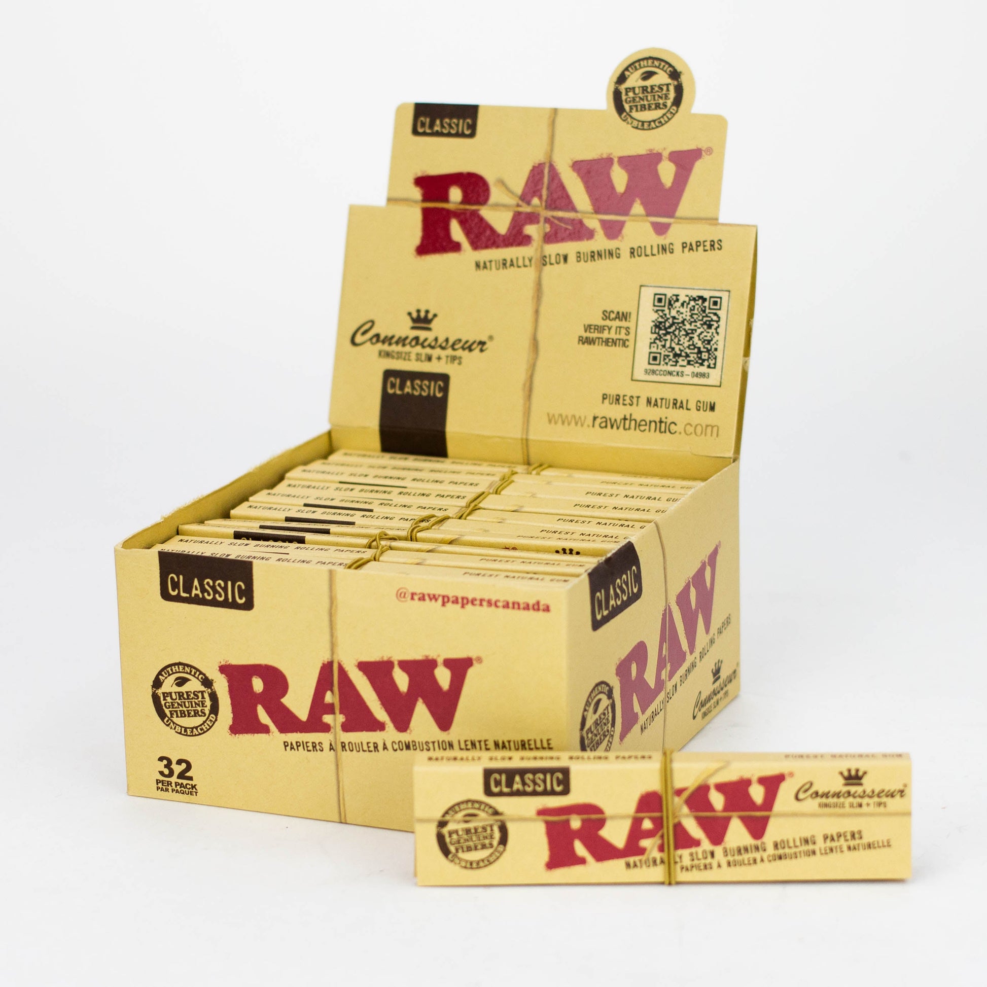 RAW Classic Connoisseur King Rolling Paper w/Tips [CP1133] - 24 packs King Size ONE