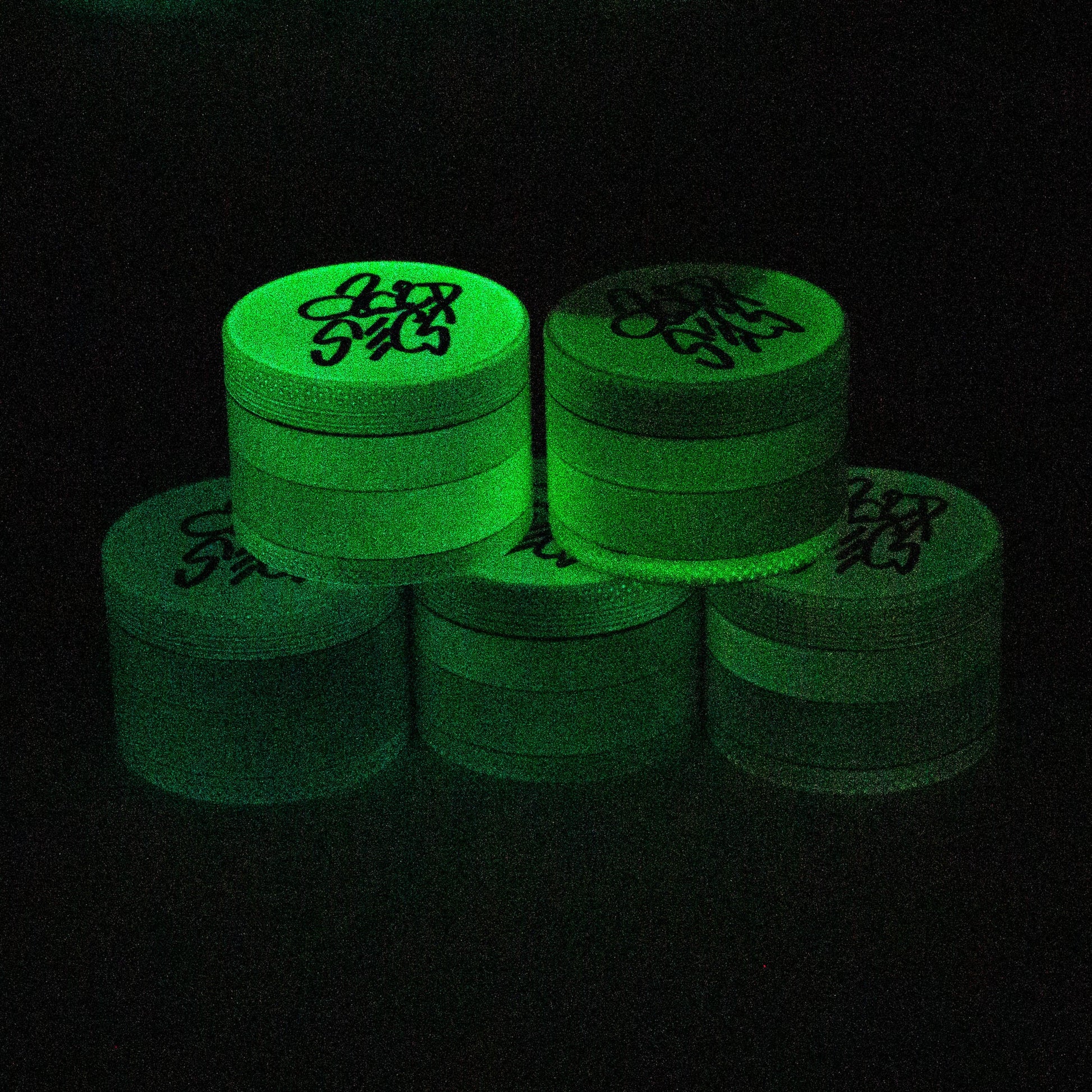 Acid Secs 4 parts 50mm Glow-in-the-Dark metal herb grinder Regular Grinder Acid Secs Productions Inc.