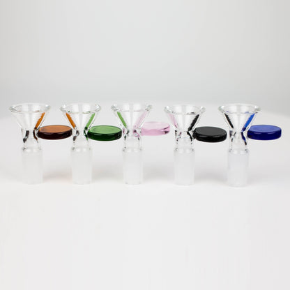 Glass bowl with color round handle for 14 mm Pack of 3 Bowl · Banger · Oil Burner 777 Smoke