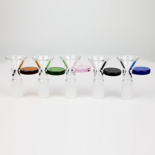 Glass bowl with color round handle for 14 mm Pack of 3 Bowl · Banger · Oil Burner 777 Smoke