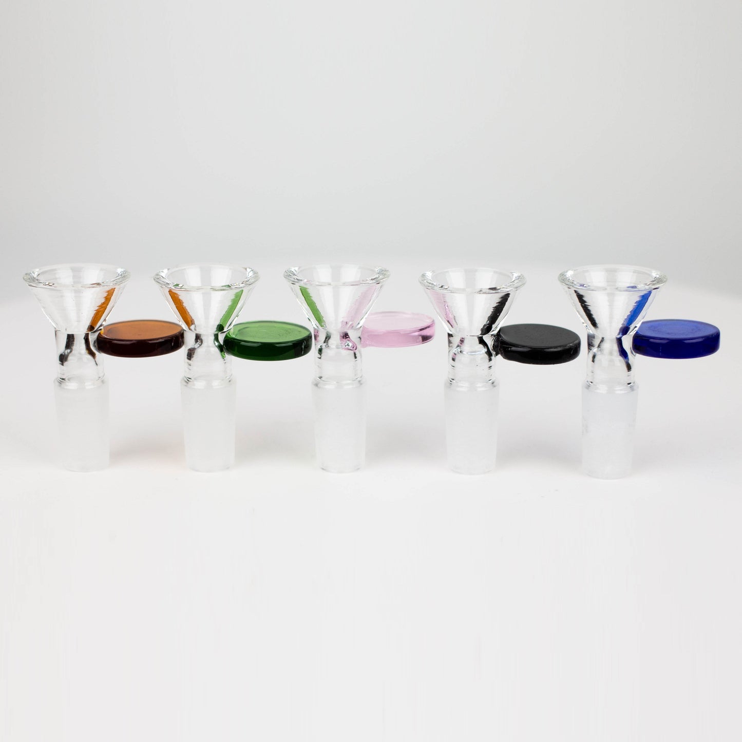 Glass bowl with color round handle for 14 mm Pack of 3 Bowl · Popper 777 Smoke