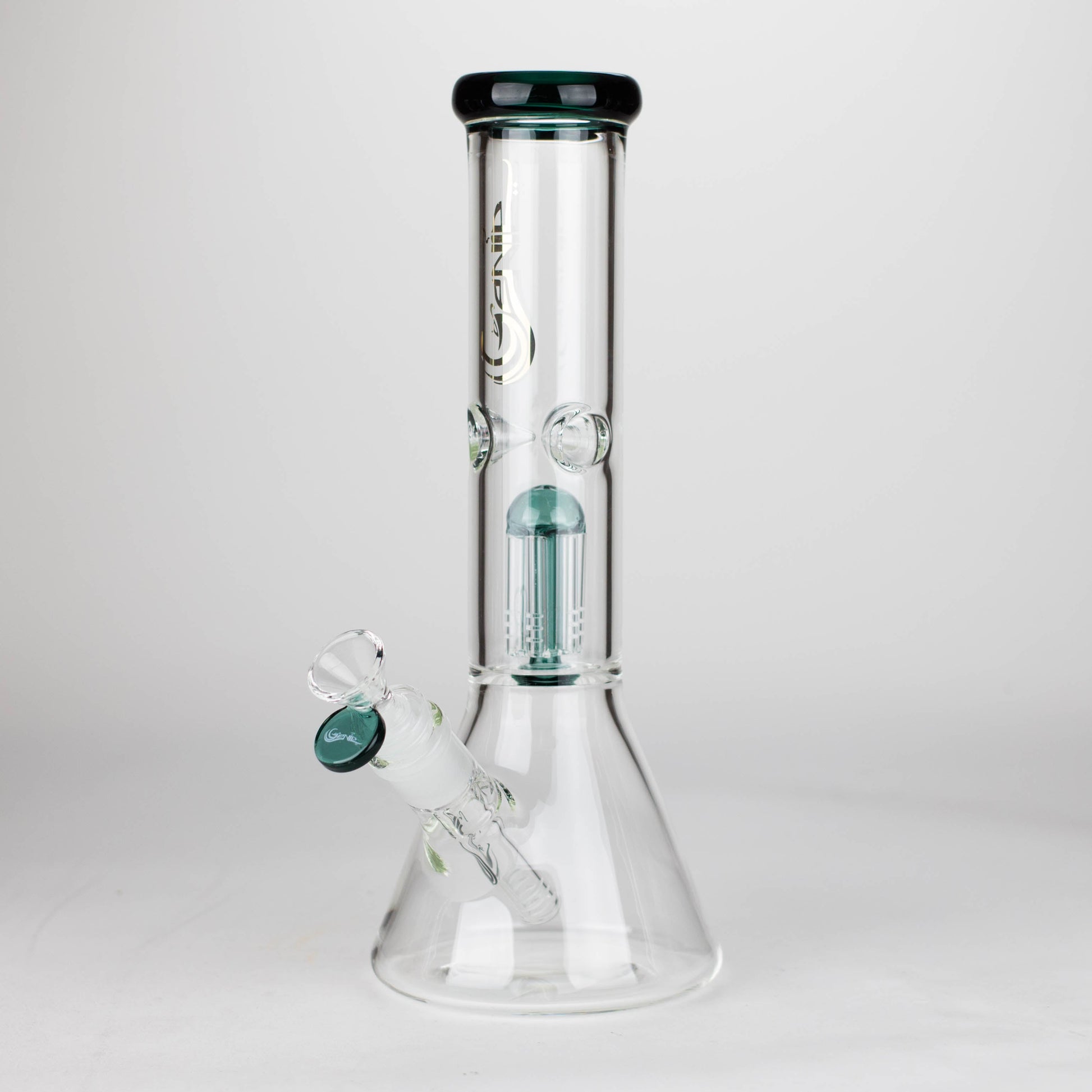 Genie | 12" Genie-Tree arms color accented glass water bong [NSP104] Glass Bong ONE Teal