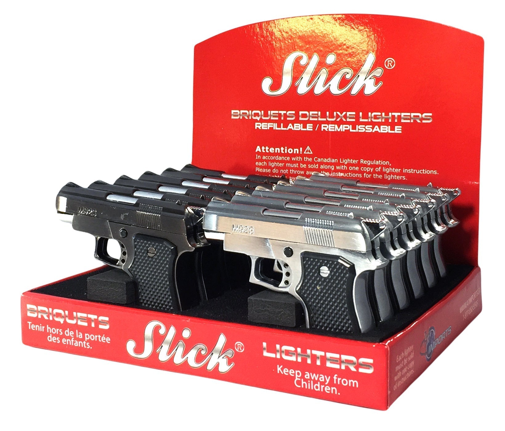 Slick® | Deluxe Torch Lighter with built-in 9MM Laser pointer [YYG-803] - Display of 12 Torch Slick Lighters