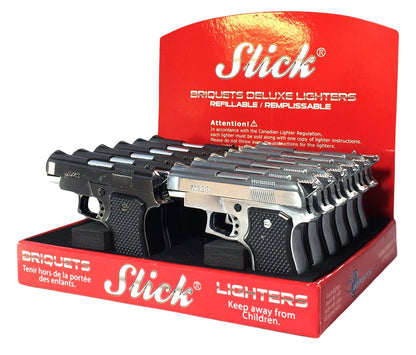 Slick® | Deluxe Torch Lighter with built-in 9MM Laser pointer [YYG-803] - Display of 12 Torch Slick Lighters