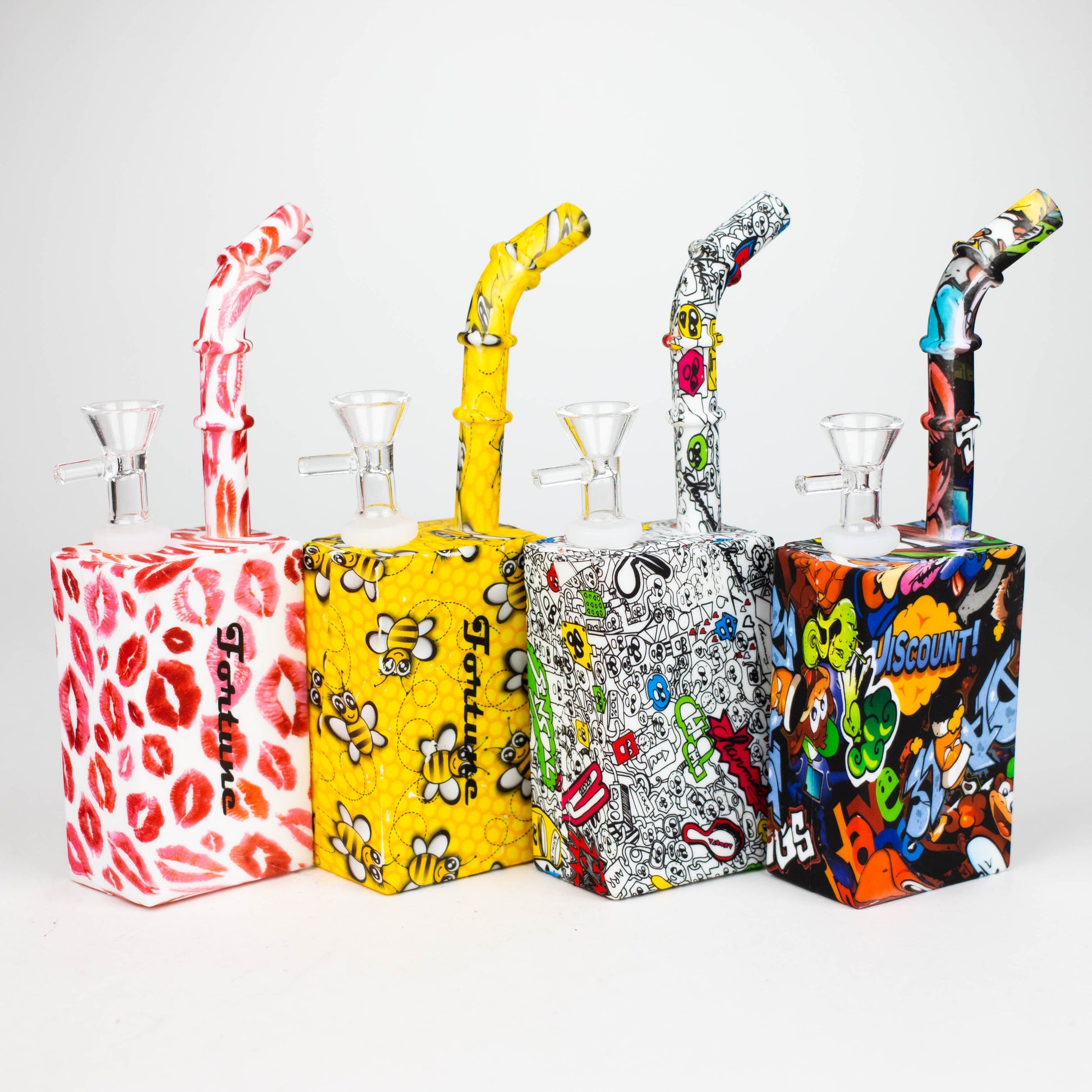 Fortune | 8" Hydrographic Silicone Square Pipe-Assorted [SP1001P] Resin · Silicone · Plastic Bong Fortune