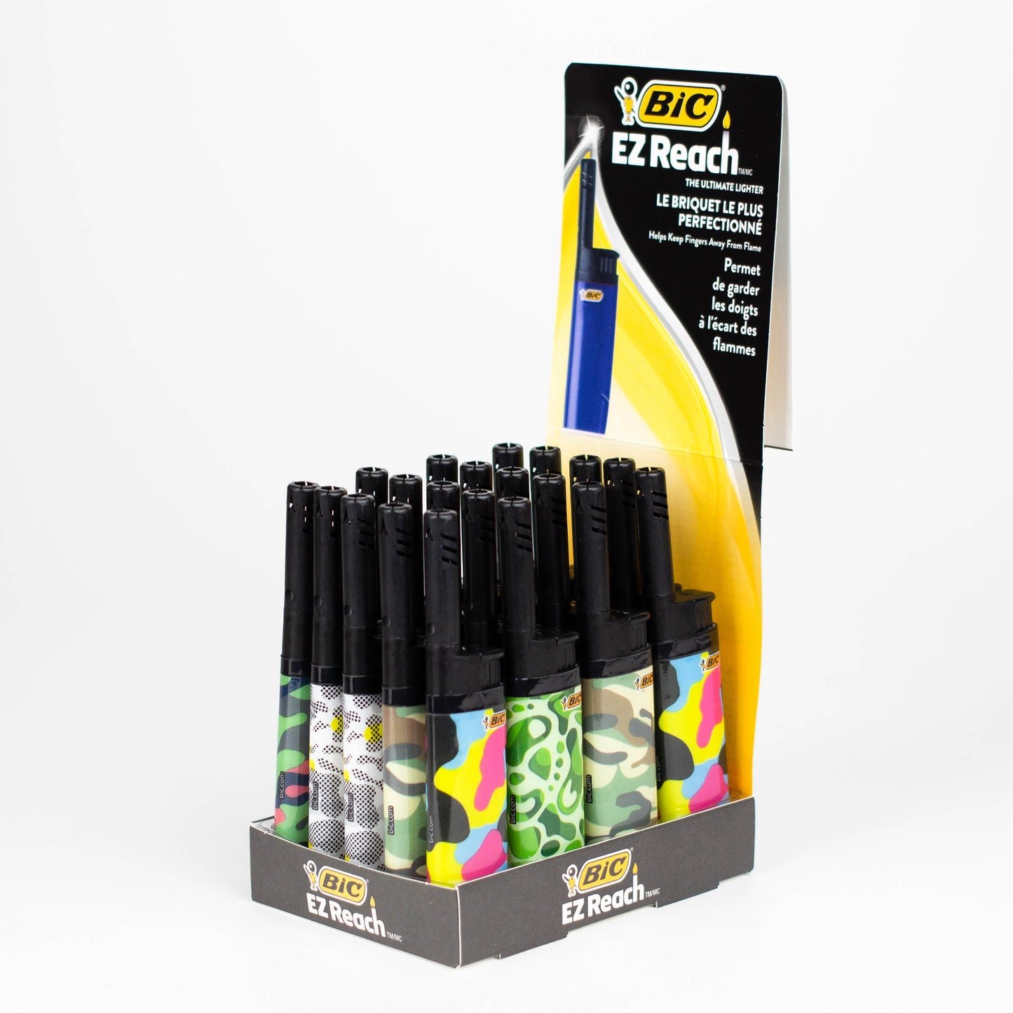 Bic EZ Reach CAMOFLAUGE Lighter - Display of 20 Torch ONE