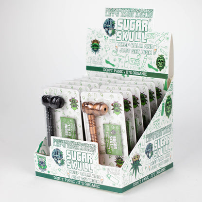 Sugar Skull | Super Slim Metal Pipe With Screen Extra Long Box Of 12 Metal Pipe 777 Smoke