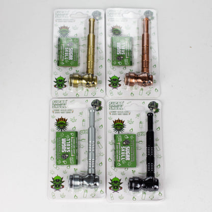 Sugar Skull | Super Slim Metal Pipe With Screen Extra Long Box Of 12 Metal Pipe 777 Smoke