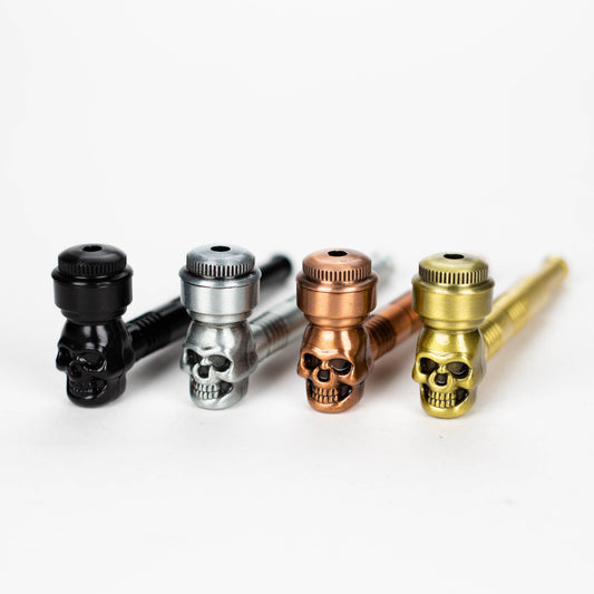 Sugar Skull | Super Slim Metal Pipe With Screen Extra Long Box Of 12 Metal Pipe 777 Smoke