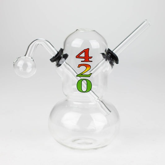 6" OIL RIG ROUND WITH STICKER Glass Rig Bongzie Smokes