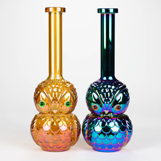 9" Owl Electroplate Glass Bong Glass Bong 777 Smoke