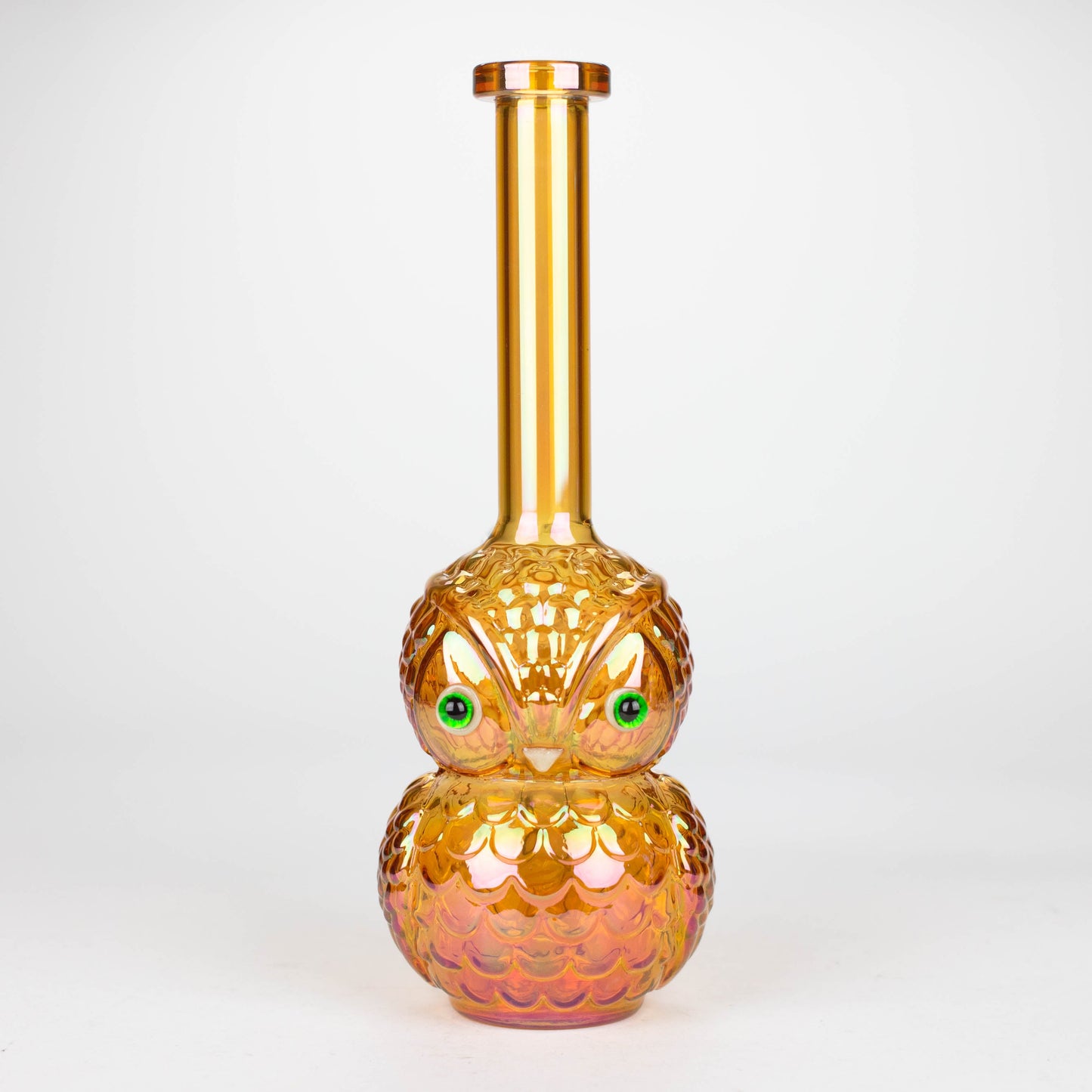 9" Owl Electroplate Glass Bong Glass Bong 777 Smoke Rose Gold (Amber)