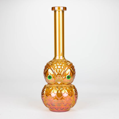 9" Owl Electroplate Glass Bong Glass Bong 777 Smoke Rose Gold (Amber)