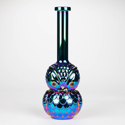 9" Owl Electroplate Glass Bong Glass Bong 777 Smoke Rainbow (Green)