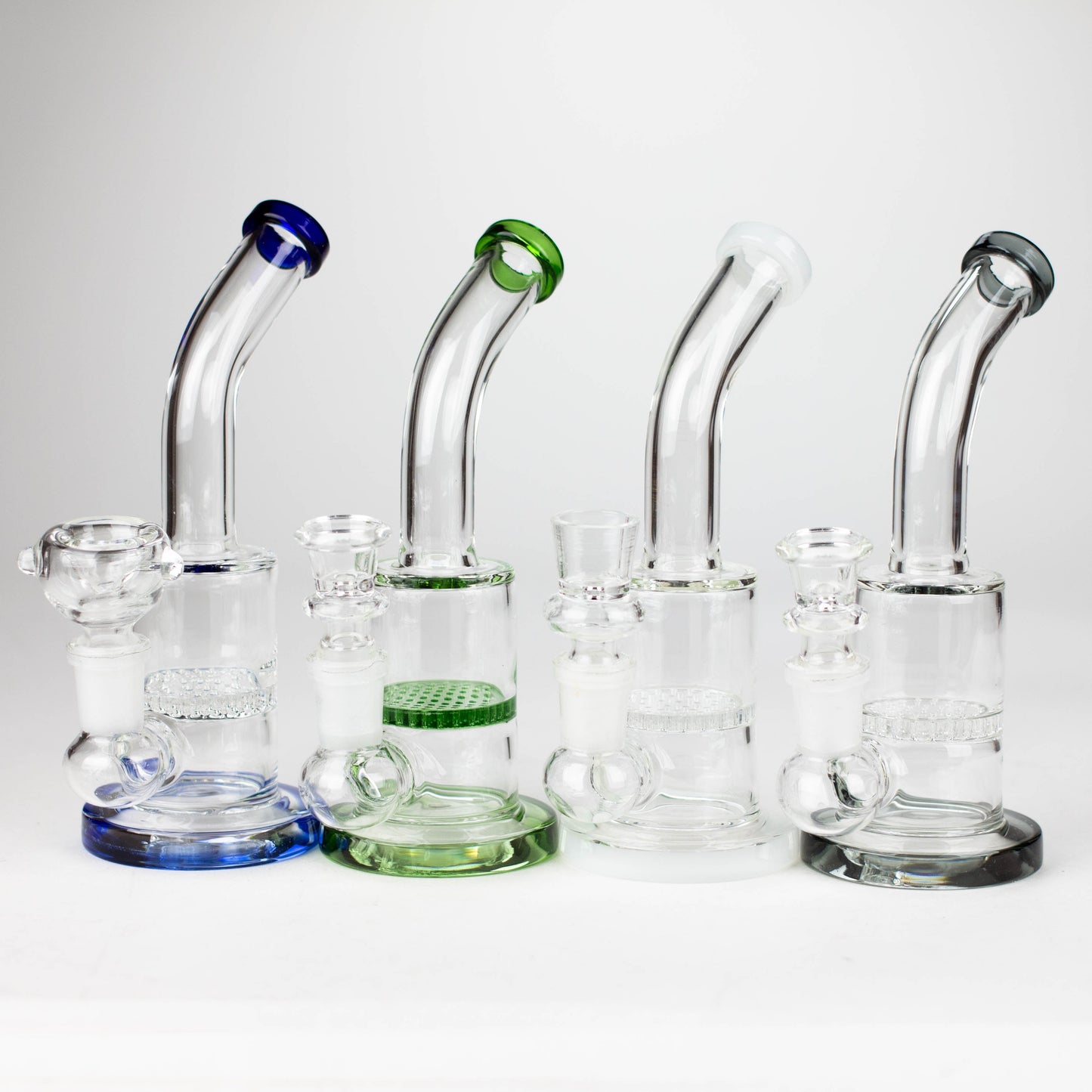 7" Bent neck glass bubbler with Honeycomb diffuser Glass Bong Bongzie Smokes