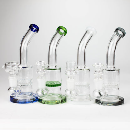 7" Bent neck glass bubbler with Honeycomb diffuser Glass Bong Bongzie Smokes