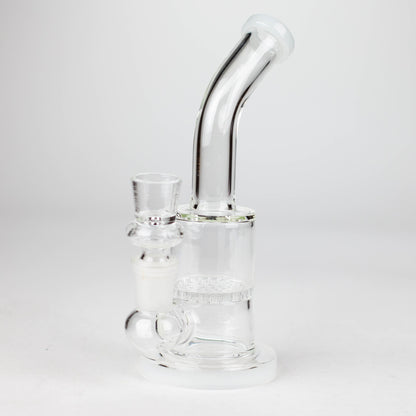 7" Bent neck glass bubbler with Honeycomb diffuser Glass Bong Bongzie Smokes White