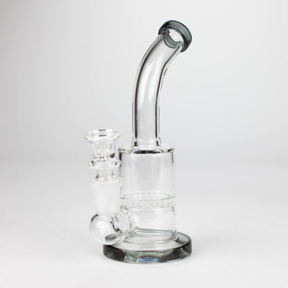 7" Bent neck glass bubbler with Honeycomb diffuser Glass Bong Bongzie Smokes Grey
