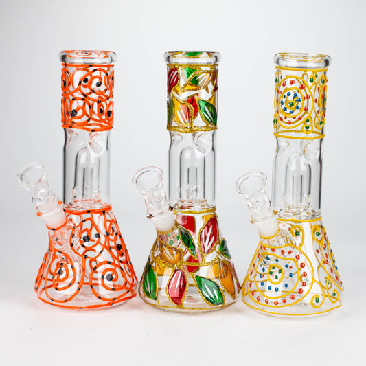 8" Handcrafted Single Dome Percolator Ice Bong-Assorted Glass Bong Bongzie Smokes