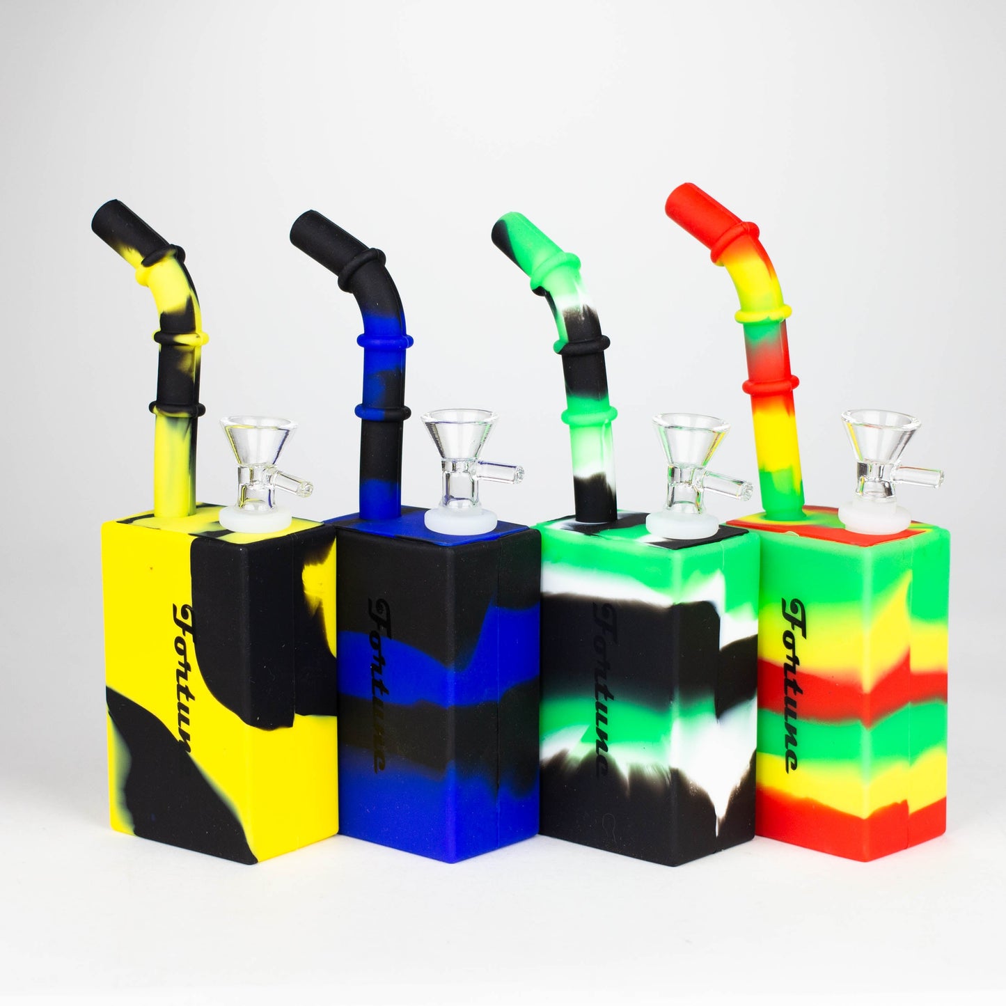 Fortune | 8" Silicone Square Pipe-Assorted [SP1001] Resin · Silicone · Plastic Bong Fortune