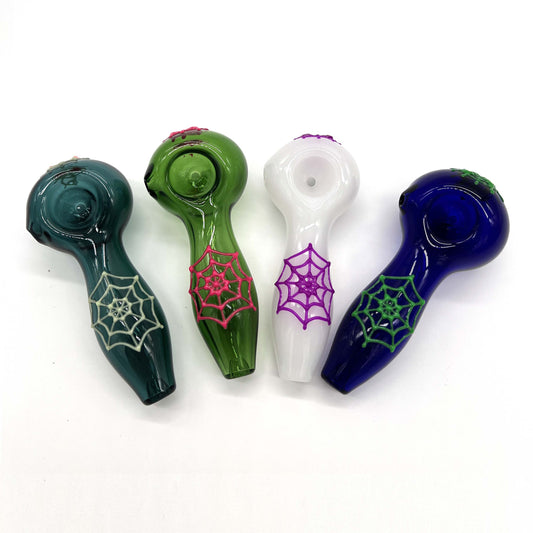 Spider Glow In The Dark Glass Smoking Spoon Hand Pipe Glass Pipe NIBO Distribution