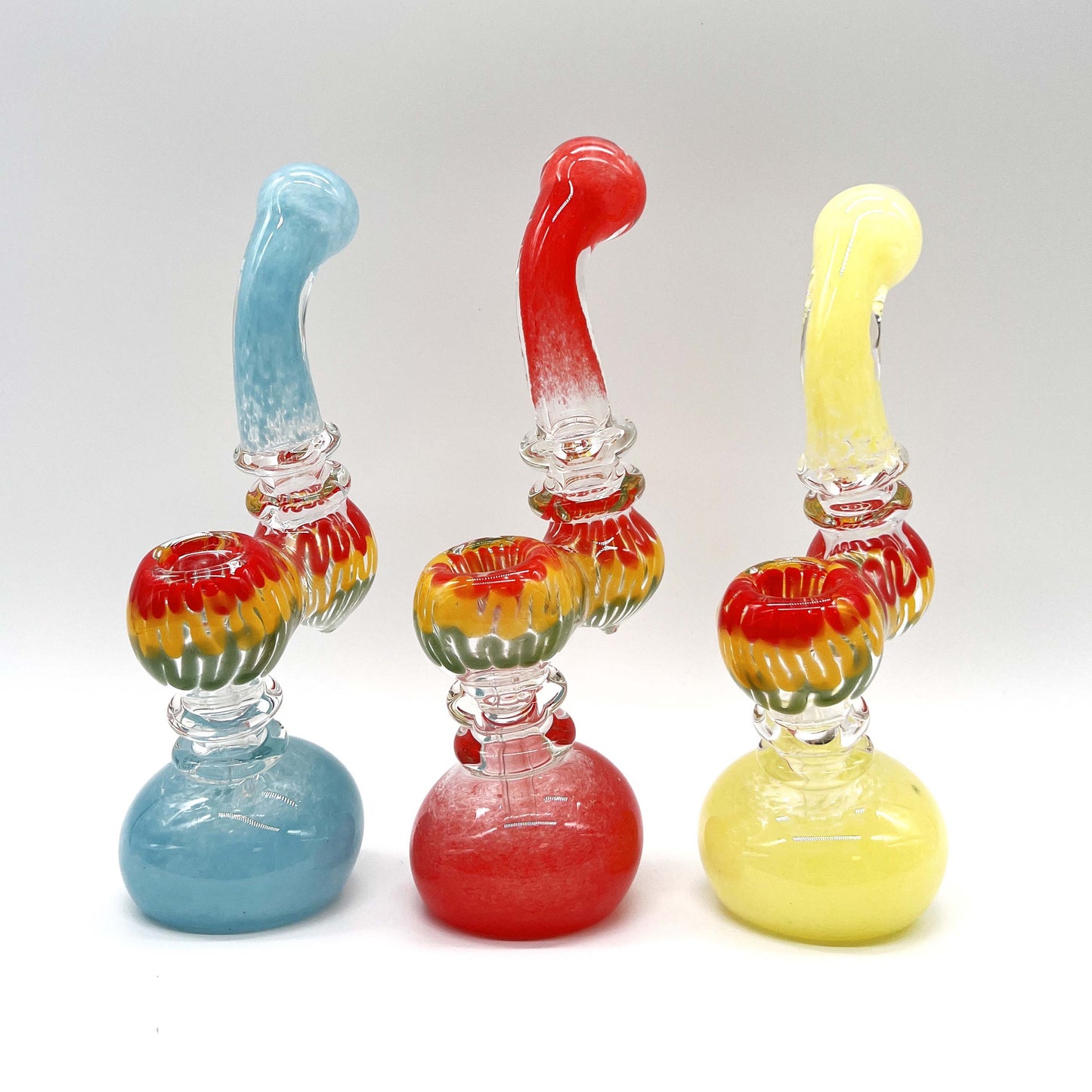 Rasta Bubbler 7" Tall - Assorted Color Glass Pipe NIBO Distribution