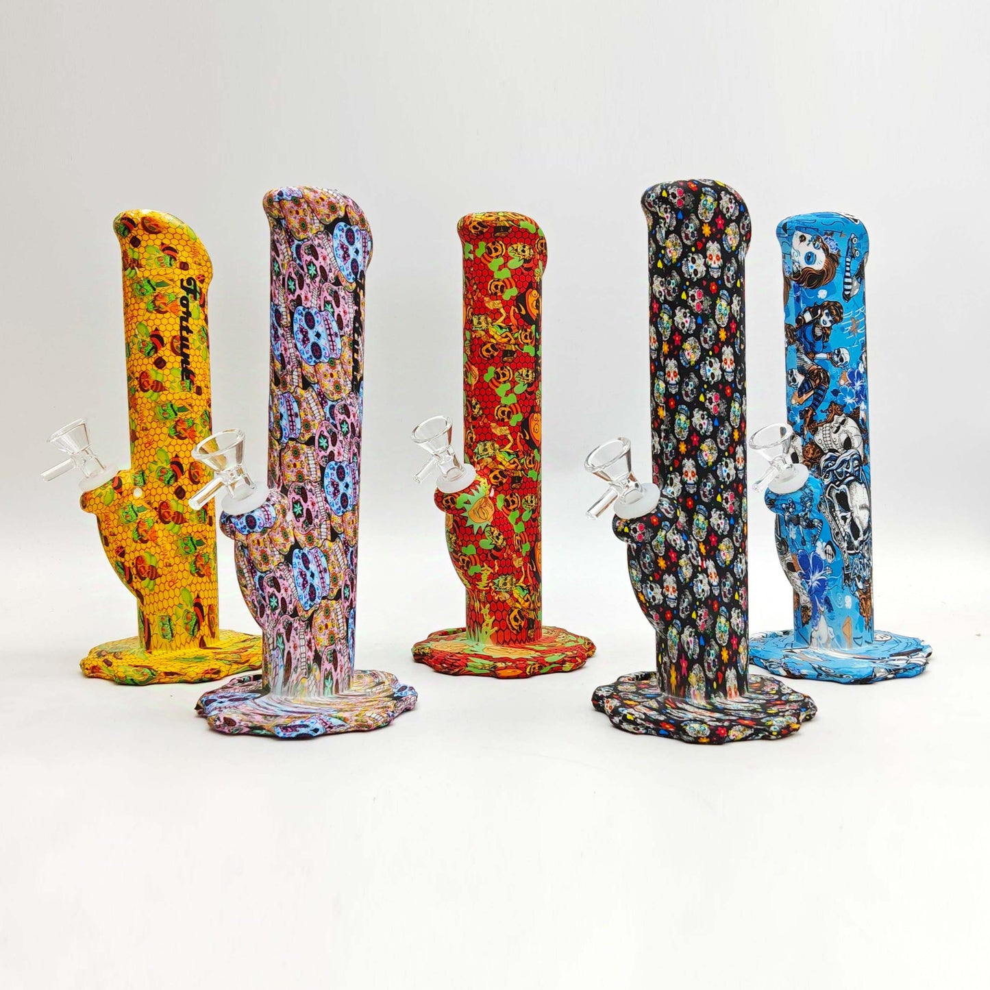 Fortune | 10" Hydrographic Silicone Waterpipe-Assorted [SP1010P] Resin · Silicone · Plastic Bong Fortune