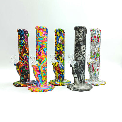 Fortune | 10" Hydrographic Silicone Waterpipe-Assorted [SP1010P] Resin · Silicone · Plastic Bong Fortune