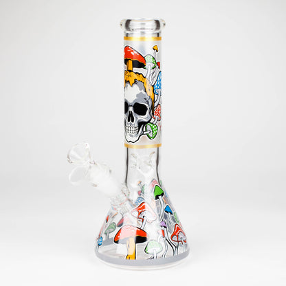 Z10" Glow in the dark Glass Bong With Mushroom Skull Design Glass Bong 777 Smoke