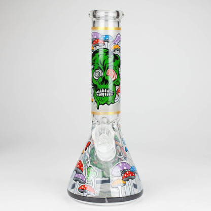Z10" Glow in the dark Glass Bong With Mushroom Skull Design Glass Bong 777 Smoke Design3