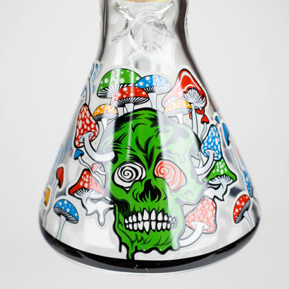 Z10" Glow in the dark Glass Bong With Mushroom Skull Design Glass Bong 777 Smoke