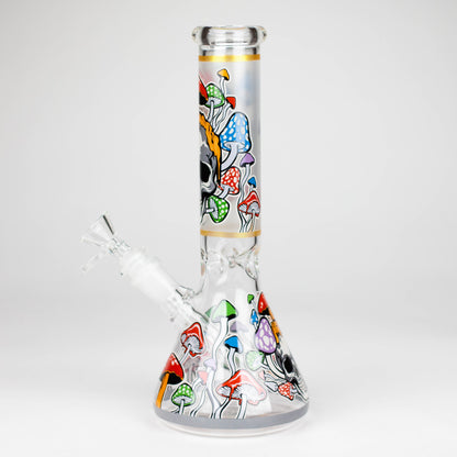 Z10" Glow in the dark Glass Bong With Mushroom Skull Design Glass Bong 777 Smoke