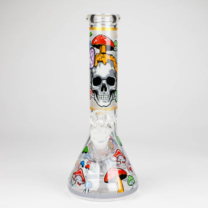 Z10" Glow in the dark Glass Bong With Mushroom Skull Design Glass Bong 777 Smoke Design1