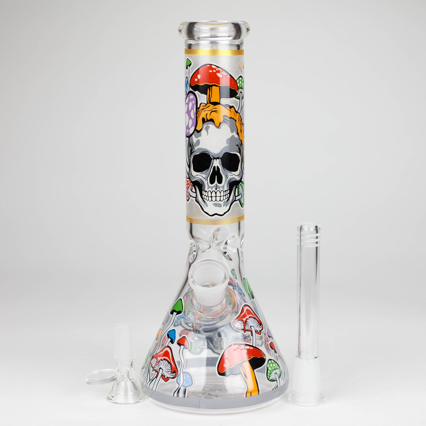 Z10" Glow in the dark Glass Bong With Mushroom Skull Design Glass Bong 777 Smoke