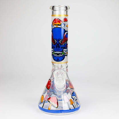 Z10" Glow in the dark Glass Bong With Mushroom Skull Design Glass Bong 777 Smoke Design2