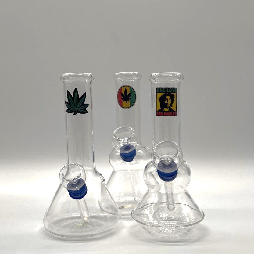 Stamped Glass Water Pipe 6" - Assorted Designs Glass Bong NIBO Distribution