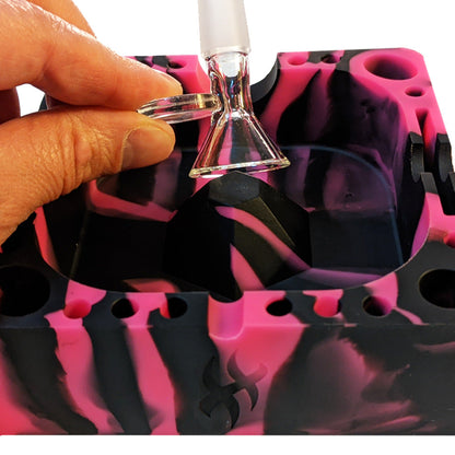 Herbhuggers | Premium Silicone Ashtray Featuring Center Tap Ash and Glassware Clearer with Accessory Organizing Slot Holders Silicone Ashtray ONE