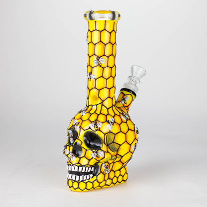 9" Sugar Skull-Themed glass bong [SK Series] Glass Bong BB Canada Yellow