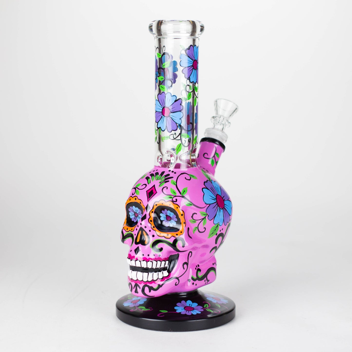 10" Sugar Skull-Themed glass bong [SK Series] Glass Bong BB Canada Pink