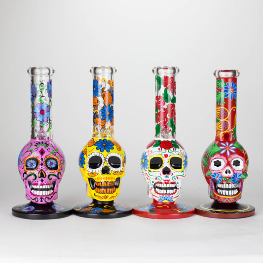 10" Sugar Skull-Themed glass bong [SK Series] Glass Bong BB Canada