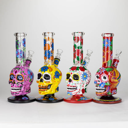 10" Sugar Skull-Themed glass bong [SK Series] Glass Bong BB Canada