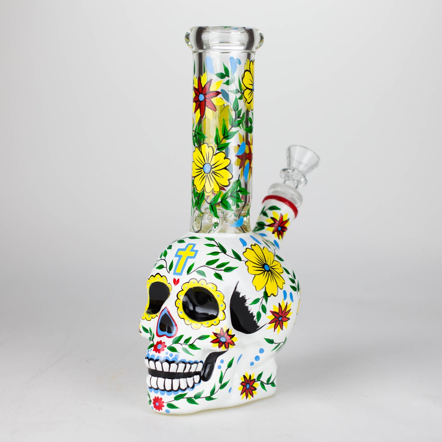 9" Sugar Skull-Themed glass bong [SK Series] Glass Bong BB Canada White