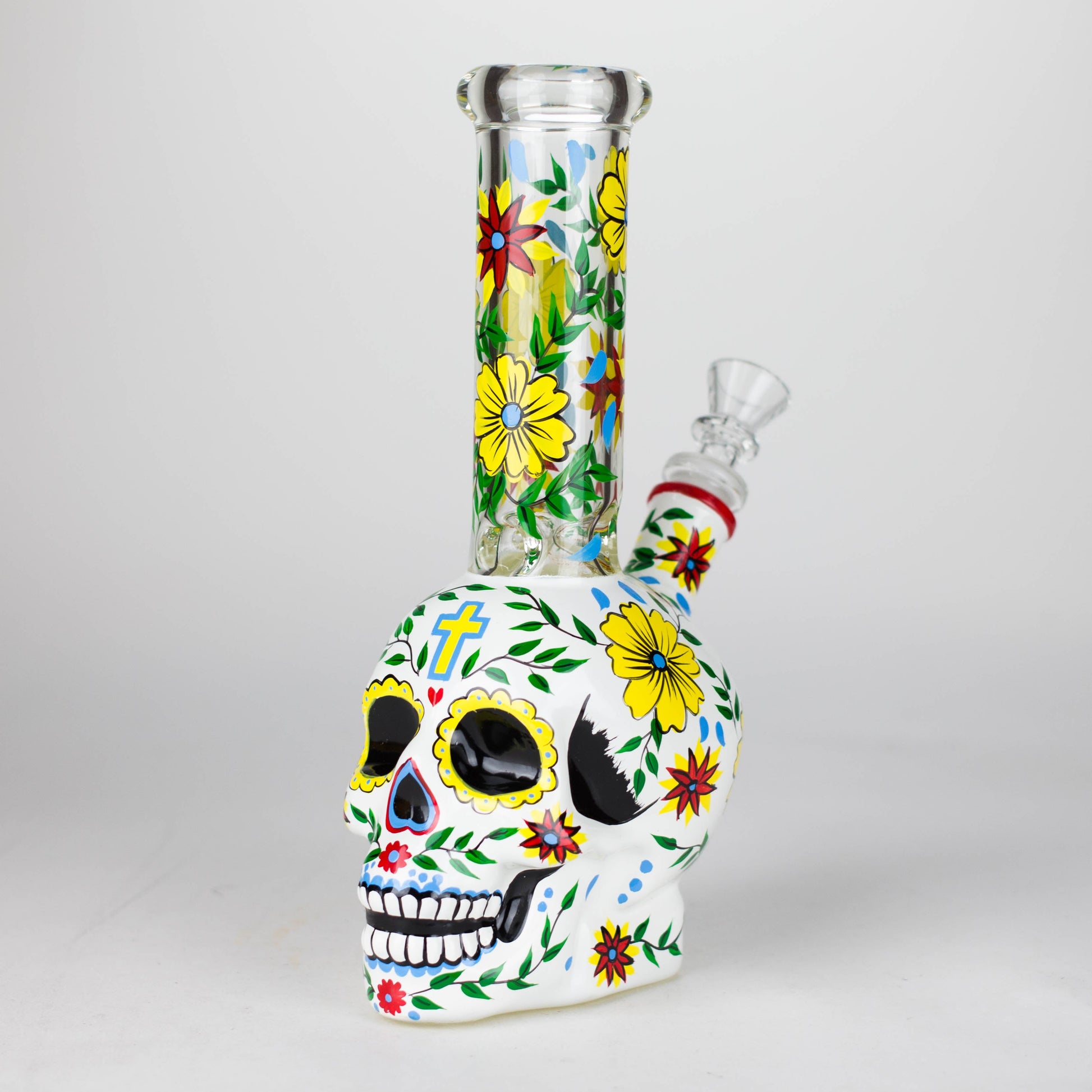 9" Sugar Skull-Themed glass bong [SK Series] Glass Bong BB Canada White