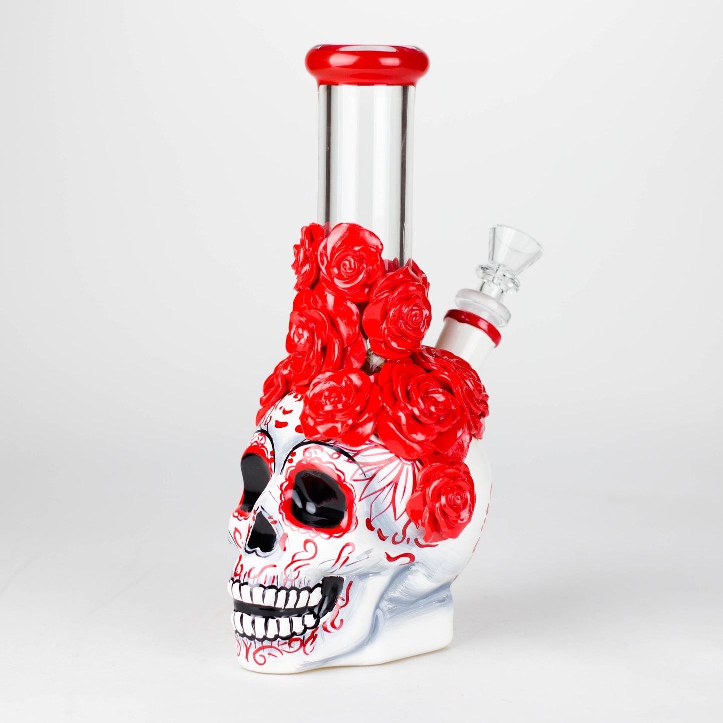 9" Rose sugar skull-themed glass bong [SK16] Glass Bong BB Canada